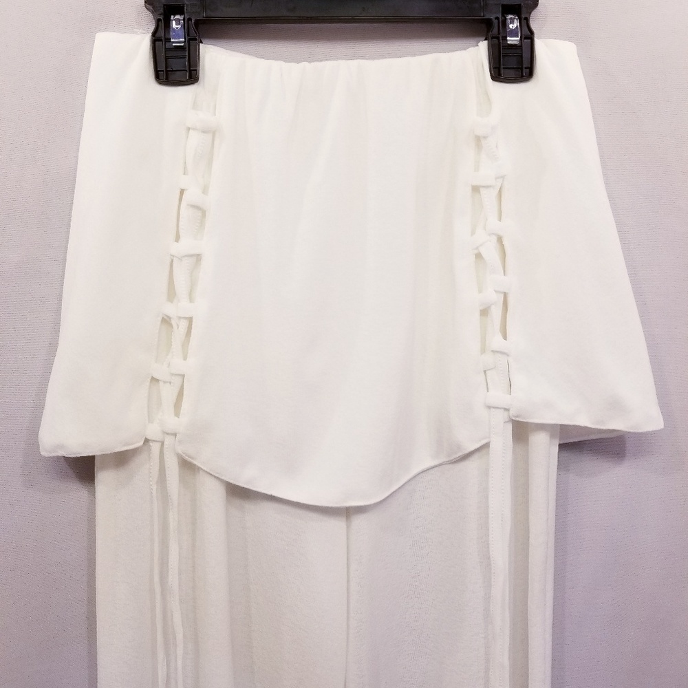 Wide Leg Pants Cozy Chic Lace Up Peplum - Picture 5 of 7